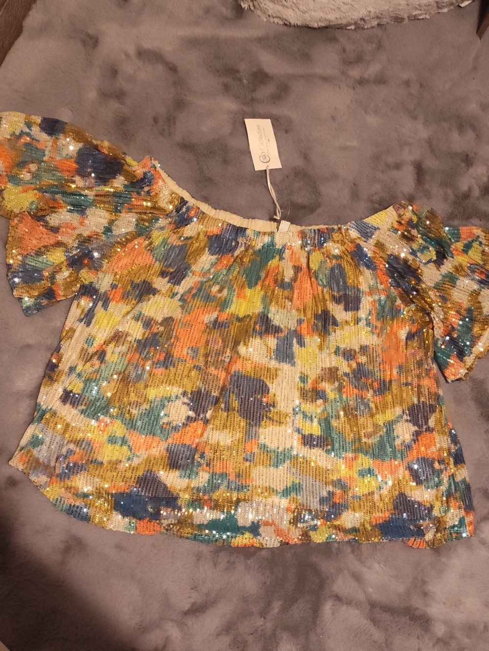 Cato Multicolor Sequin Off-Shoulder Tunic